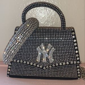NY silver stud purse set